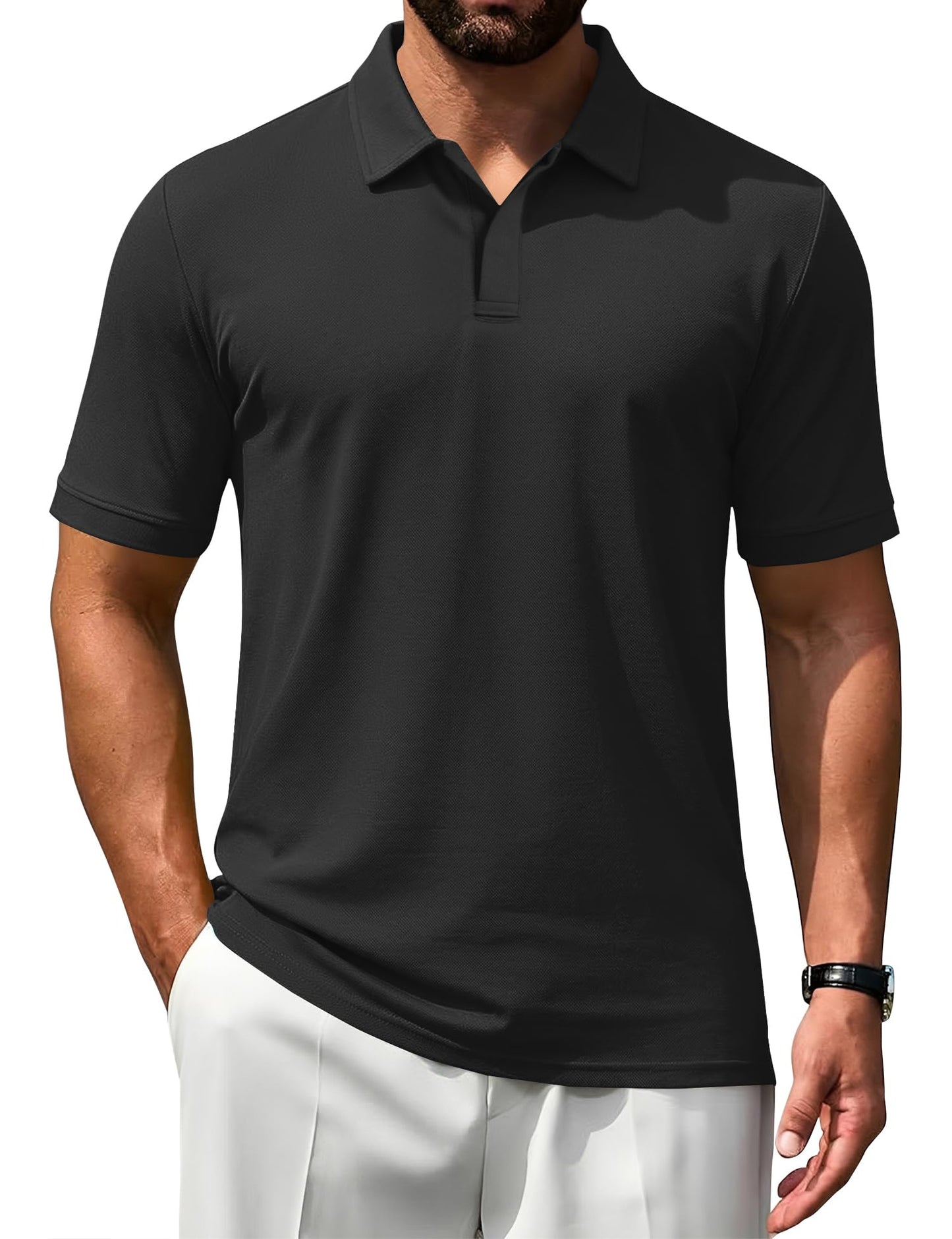 HOTPoriff Mens Polo Shirts Short Sleeve Golf Shirt Dry Fit Athletic T-Shirt Moisture Wicking Top (S-3XL)