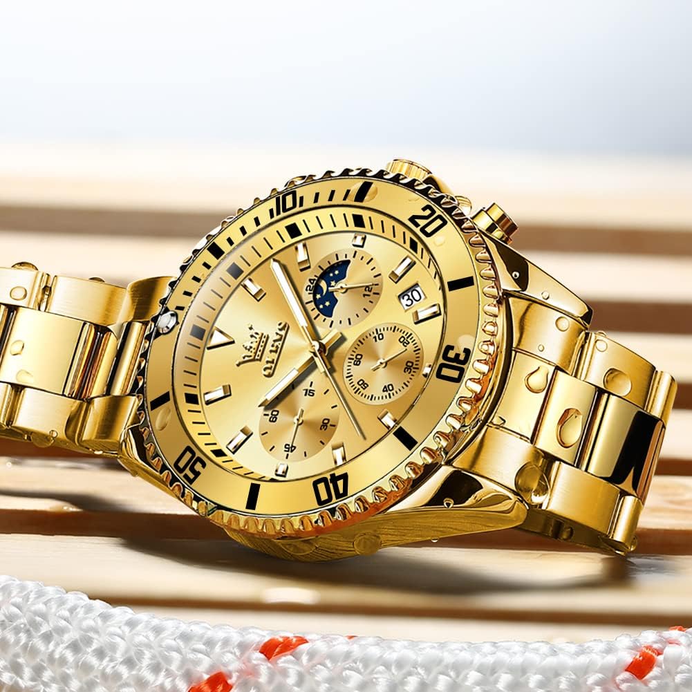 HOTOLEVS Mens Stainless Steel Watch Fashion Luxury Big Face Analog Waterproof