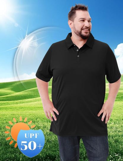 HOTIdtswch Men's Big and Tall Polo Shirts UPF 50+ Casual Work Quick Dry Short Sleeve Collared Golf Shirt（XL-8XL）