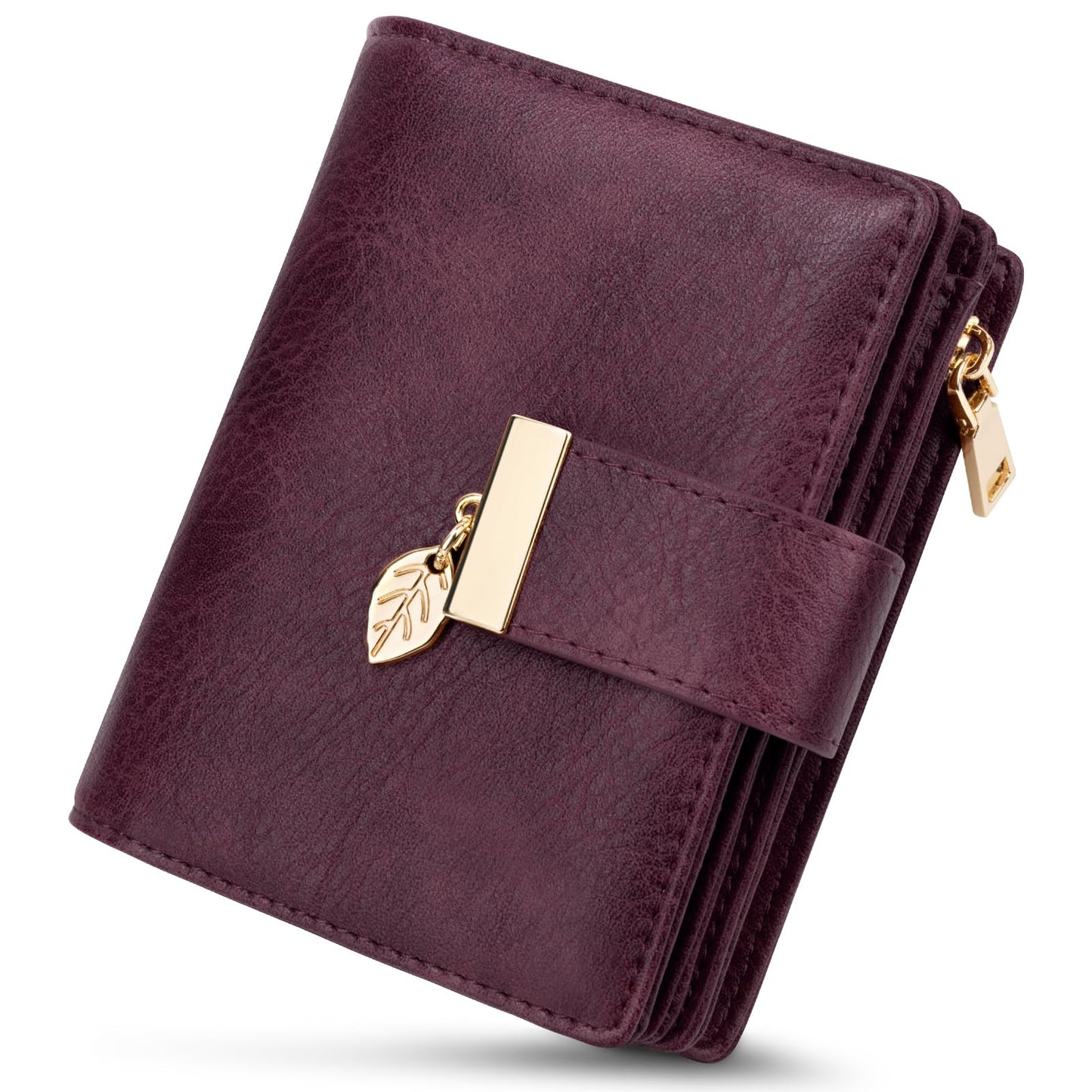 HOTHUANLANG Small Wallets for Women Rfid Blocking Leather Bifold Credit Card Holder Ladies Wallet Zipper Pocket with ID Window