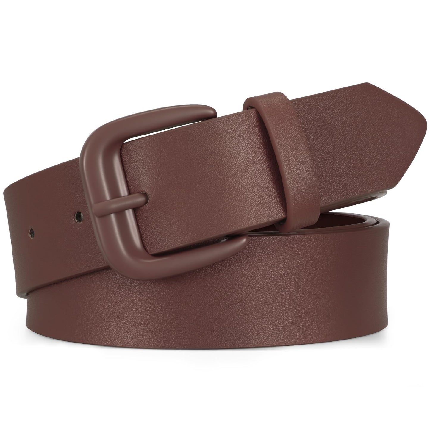 HOTSANSTHS Womens Belt with Same Color Square Buckle, 9 Hole Adjustable Flexible PU Leather Belt for Women Jeans Pants Dresses