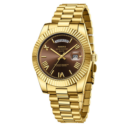 HOTNIBOSI Men Watches Analog Quartz Stainless Steel Rose Gold Silver Watches for Men Waterproof Business Classic Desiger Wrist Watch with Day Date