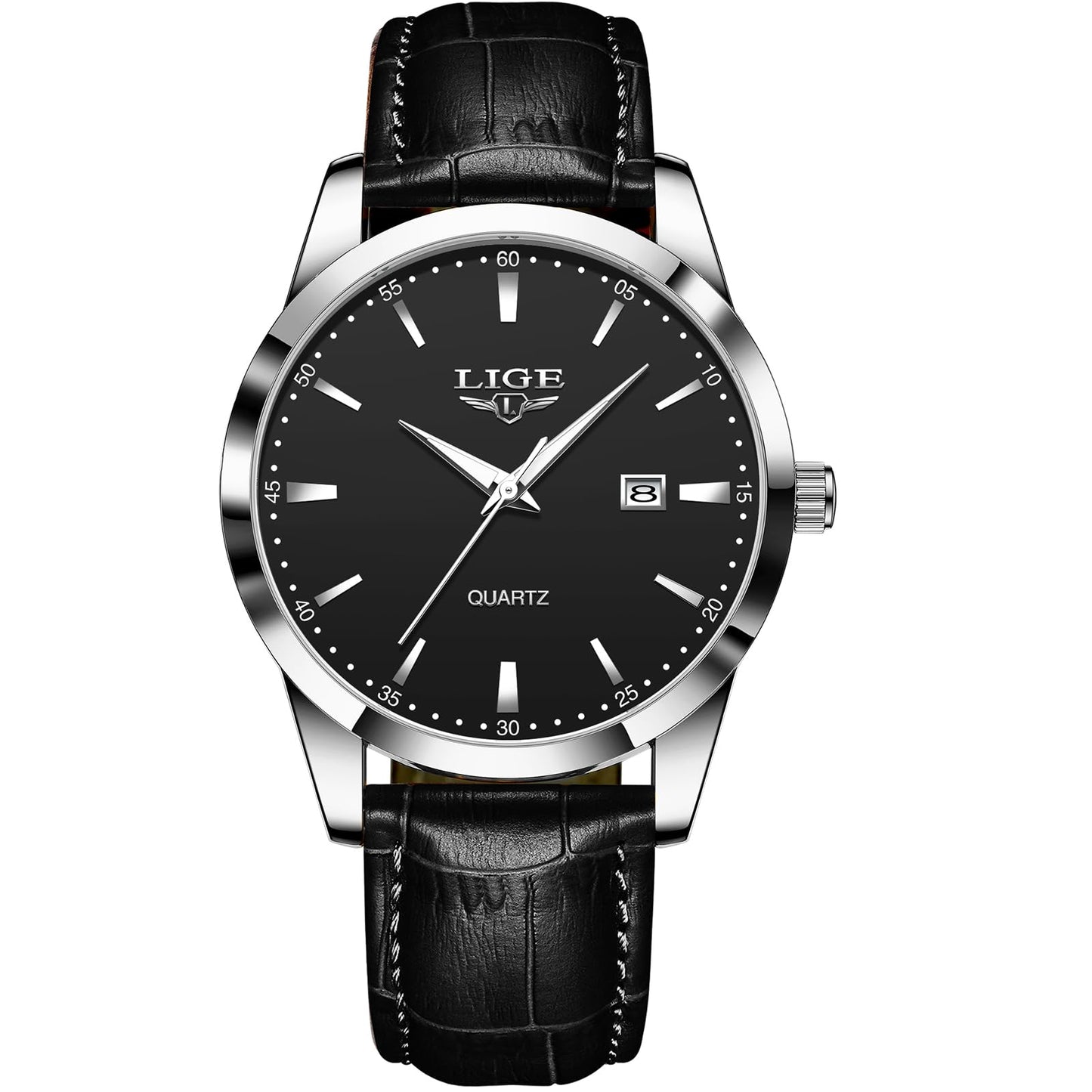 HOTLIGE Watches for Men Waterproof Analog Dress Vintage Chronograph Analog Casual Leather Stainless Steel Unique Quartz Movement Retro Luminous Elegant Men's Wrist Watch Date Display