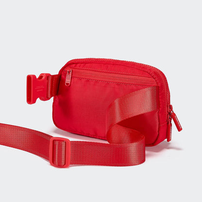 HOTPander Two Way Zipper Fanny Pack Nylon Everywhere Belt Bag for Women, Water Repellent Waist Packs, Crossbody Bags with Adjustable Strap (Red).