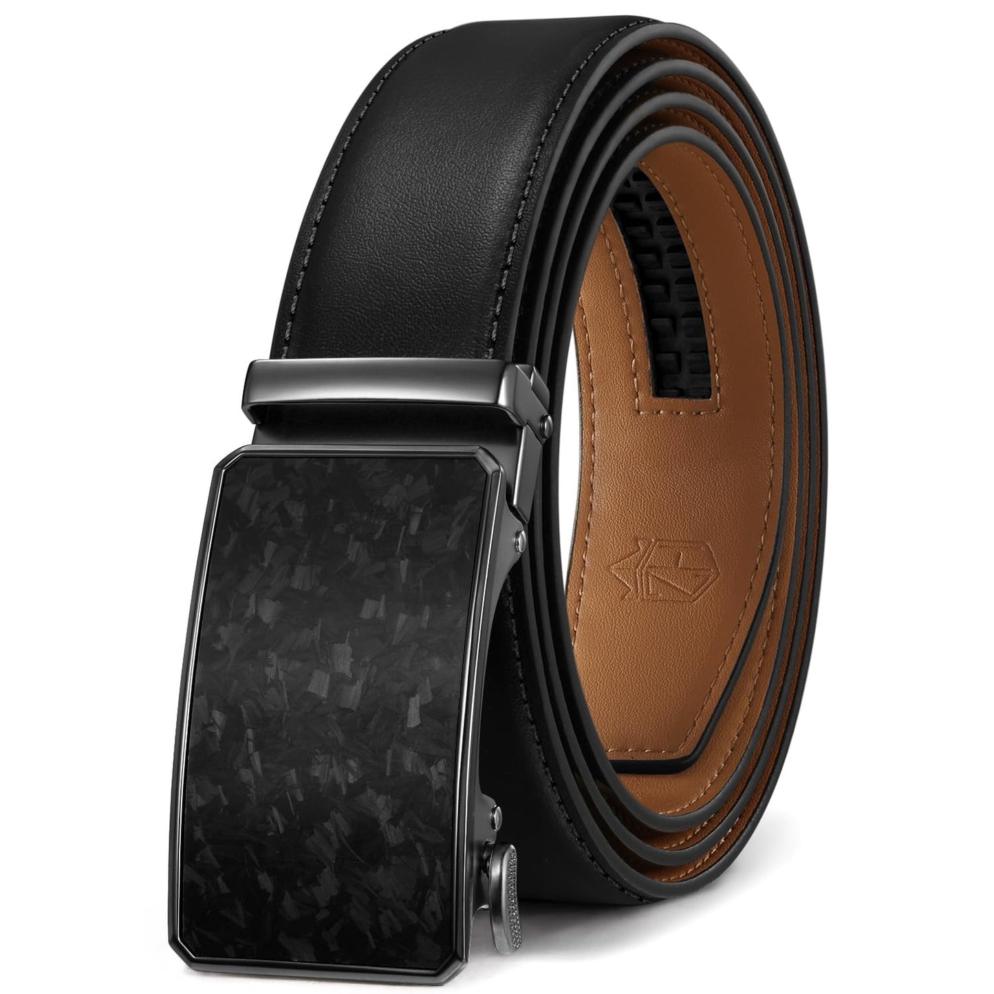 HOTZitahli Belt Men,Leather Ratchet Belt for Men Dress Casual Every Day with Adjustable Buckle,Trim to Fit For Gift