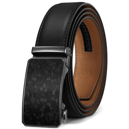 HOTZitahli Belt Men,Leather Ratchet Belt for Men Dress Casual Every Day with Adjustable Buckle,Trim to Fit For Gift