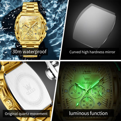 HOTOLEVS Mens Watches Analog Quartz Chronograph Square Dress Watch for Man Stainless Steel or Leather Band Waterproof Luminous Date Male Watch