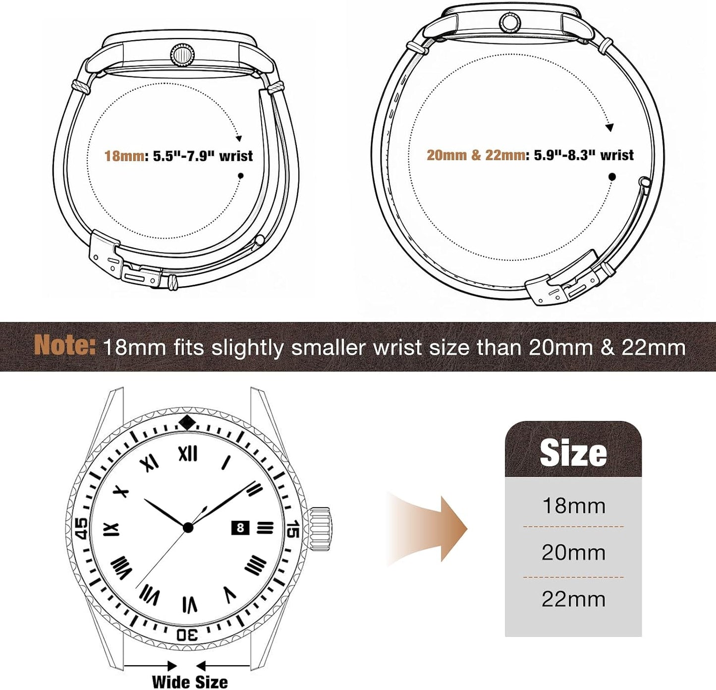 HOTRitche Quick Release Leather Watch Bands for Men Women, Leather Watch Straps with Butterfly Clasp, 18mm 20mm 22mm Watch Band, Black, Brown, Coffee