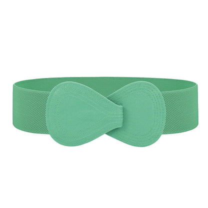 HOTWHIPPY Women Wide Elastic Belt Ladies Stretch Dress Belt Fashion Waistband with 8-shaped Interlock Leather Buckle