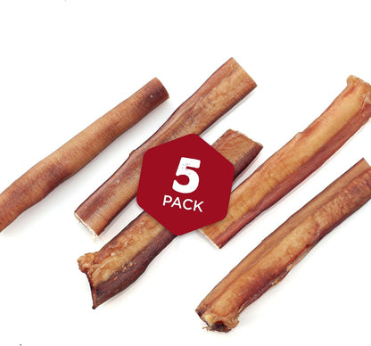 HOTBest Bully Sticks Thick Bully Sticks Dog Chews, 6", 5 Count | 100% grass-fed beef, single ingredient natural dog chews, easily digestible, long lasting, rawhide-free, grain-free