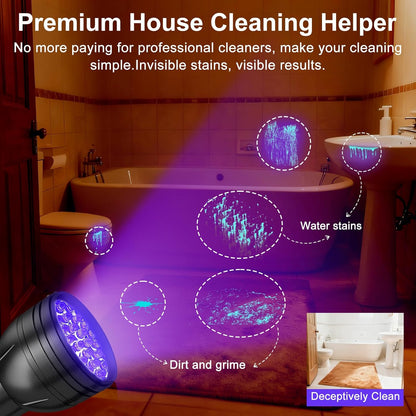 HOTVansky UV Flashlight Black Light, 51 LED Blacklight Pet Urine Detector for Dog/Cat Urine, Dry Stains, Bed Bug, Resin Curing, Scorpions Finder