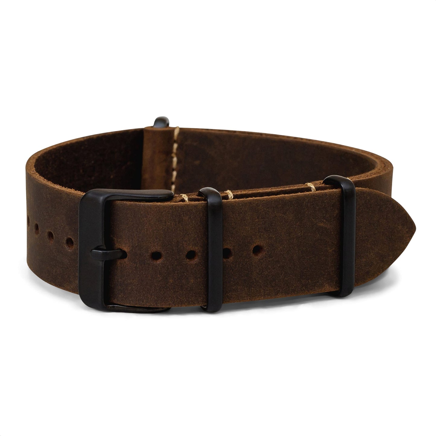 HOTBenchmark Leather Watch Band - Crazy Horse Oiled Leather One-Piece Watch Straps for Men or Women - 18mm, 20mm, 22mm or 24mm Widths