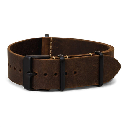 HOTBenchmark Leather Watch Band - Crazy Horse Oiled Leather One-Piece Watch Straps for Men or Women - 18mm, 20mm, 22mm or 24mm Widths