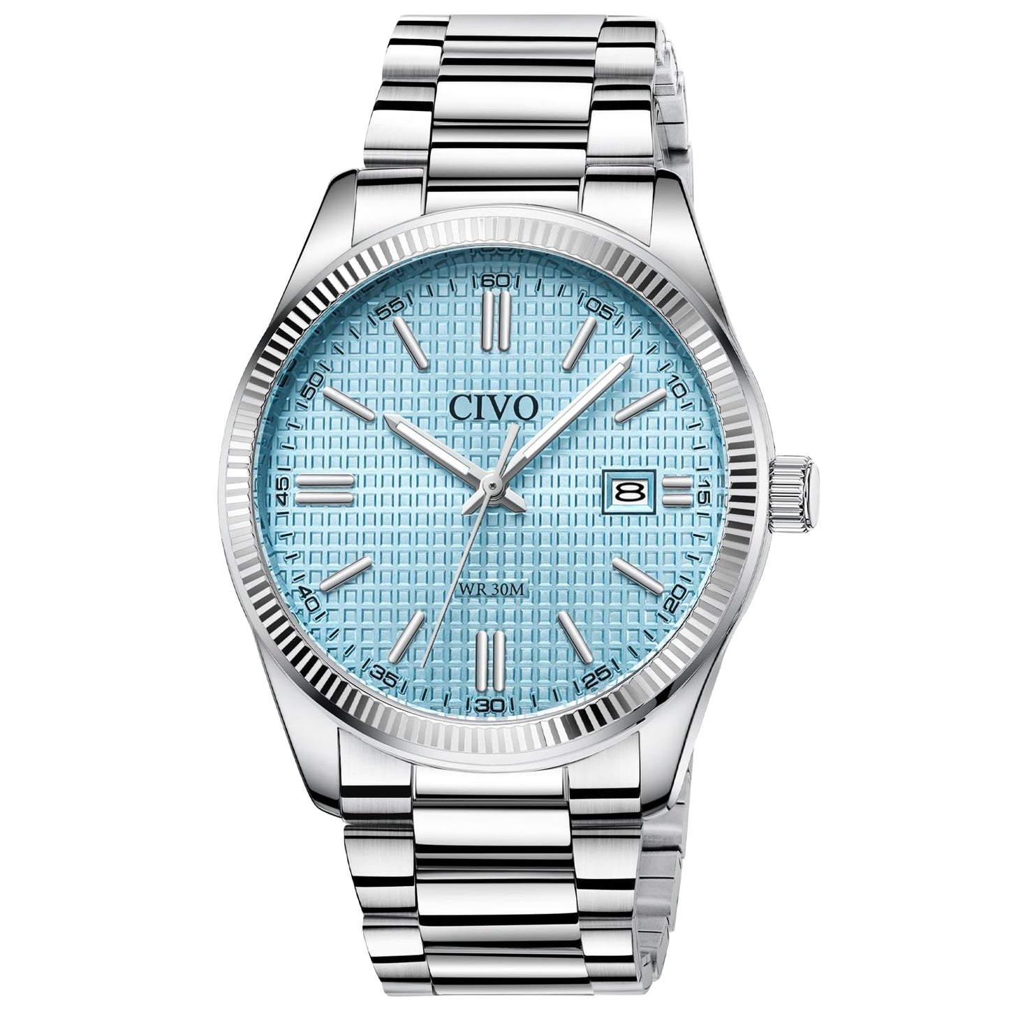 HOTCIVO Analog Mens Watches Silver: Wrist Watches with Date Easy to Read | Dress Stainless Steel Watch for Men, Gifts for Husband Father at Birthday Anniversary