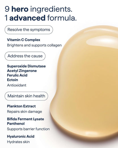 HOTRemedy for Daily Defense | 15% Vitamin C Complex Brightening Serum | Stabilized Vitamin C with Next-Gen Antioxidants, Ferulic Acid, Ectoin | Fragrance Free | By Dermatologist Dr. Shah | 1 Fl Oz
