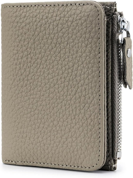HOTGenuine Leather Womens RFID Blocking Bifold Wallet Zipper Pocket ID Window | Multi Card Slots for Credit Cards, Separate Cash & Coin Zipper Pocket, Anti-theft RFID Shielding Purse for Women