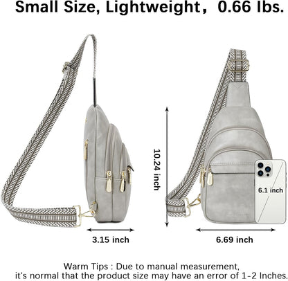 HOTBOSTANTEN Sling Bag for Women Leather Crossbody Bags Fanny Pack Chest Bag for Travel