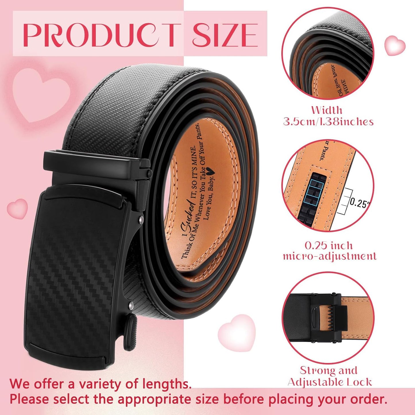 HOTMens Belt Personalized Engraved I Sucked It So Its Mine Belt Leather Slide Ratchet for Husband Wedding Dress Casual