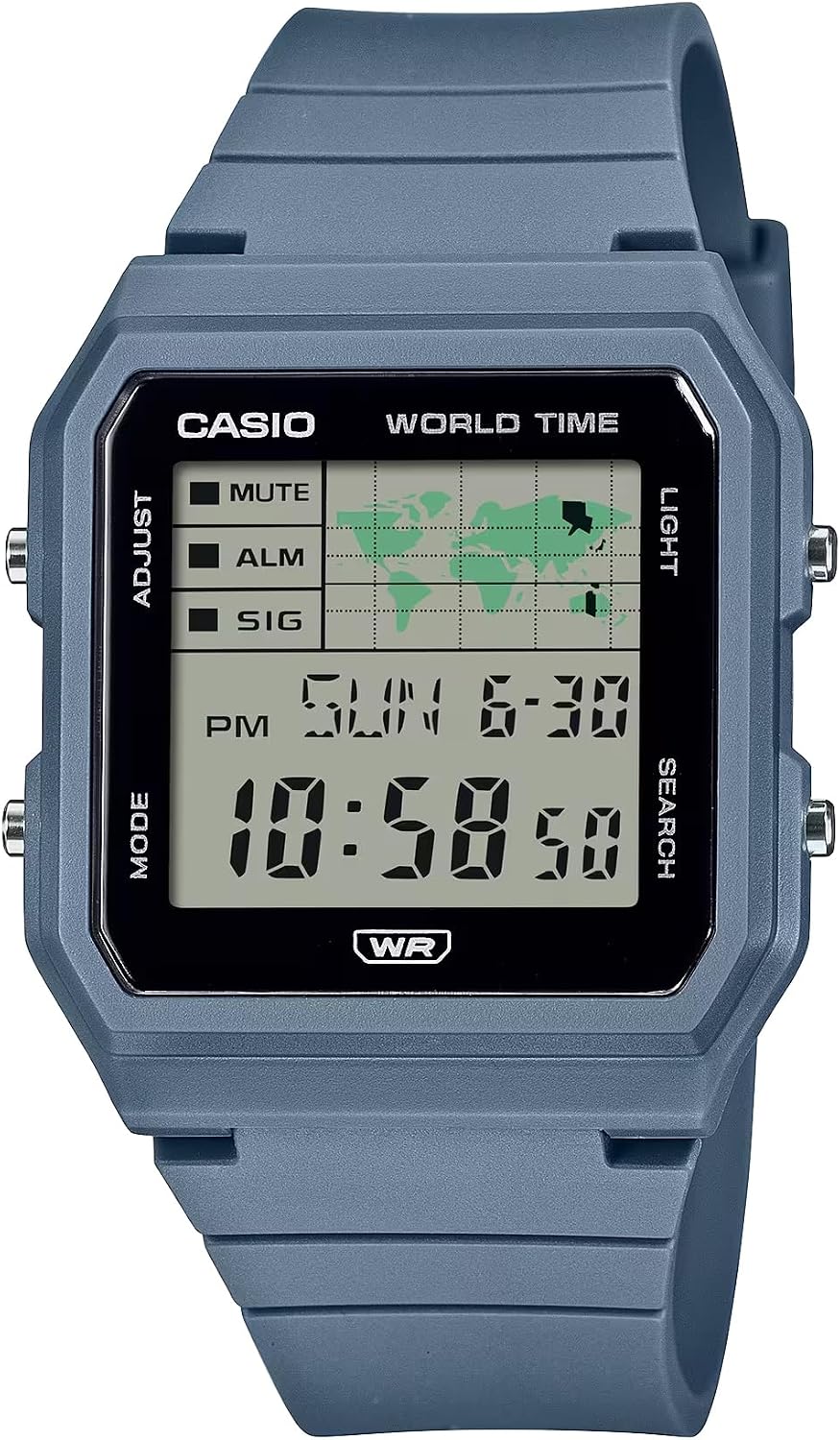 HOTCasio Pop LF-30W Series | Digital Watch | Blue | World Map Display | Bio-Based Resin Band | LED Light | Stopwatch | Countdown Timer | World Time | Multi Alarms | Water Resistant | 3 Year Battery