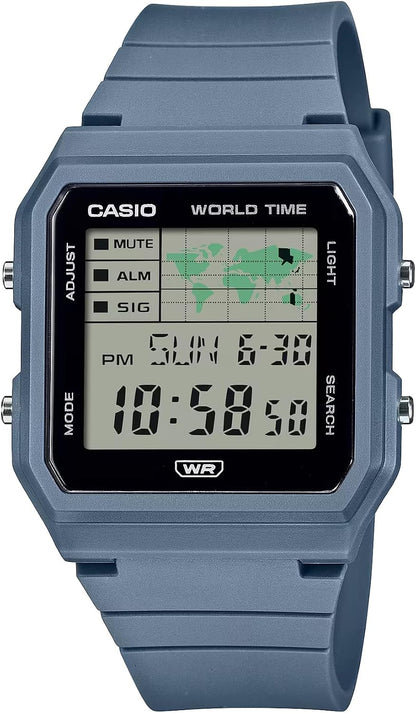 HOTCasio Pop LF-30W Series | Digital Watch | Blue | World Map Display | Bio-Based Resin Band | LED Light | Stopwatch | Countdown Timer | World Time | Multi Alarms | Water Resistant | 3 Year Battery
