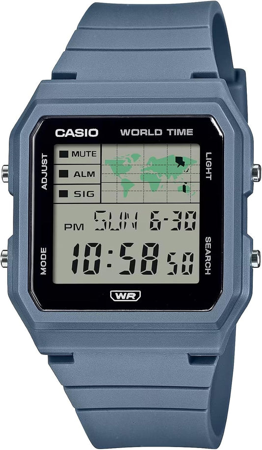 HOTCasio Pop LF-30W Series | Digital Watch | Blue | World Map Display | Bio-Based Resin Band | LED Light | Stopwatch | Countdown Timer | World Time | Multi Alarms | Water Resistant | 3 Year Battery