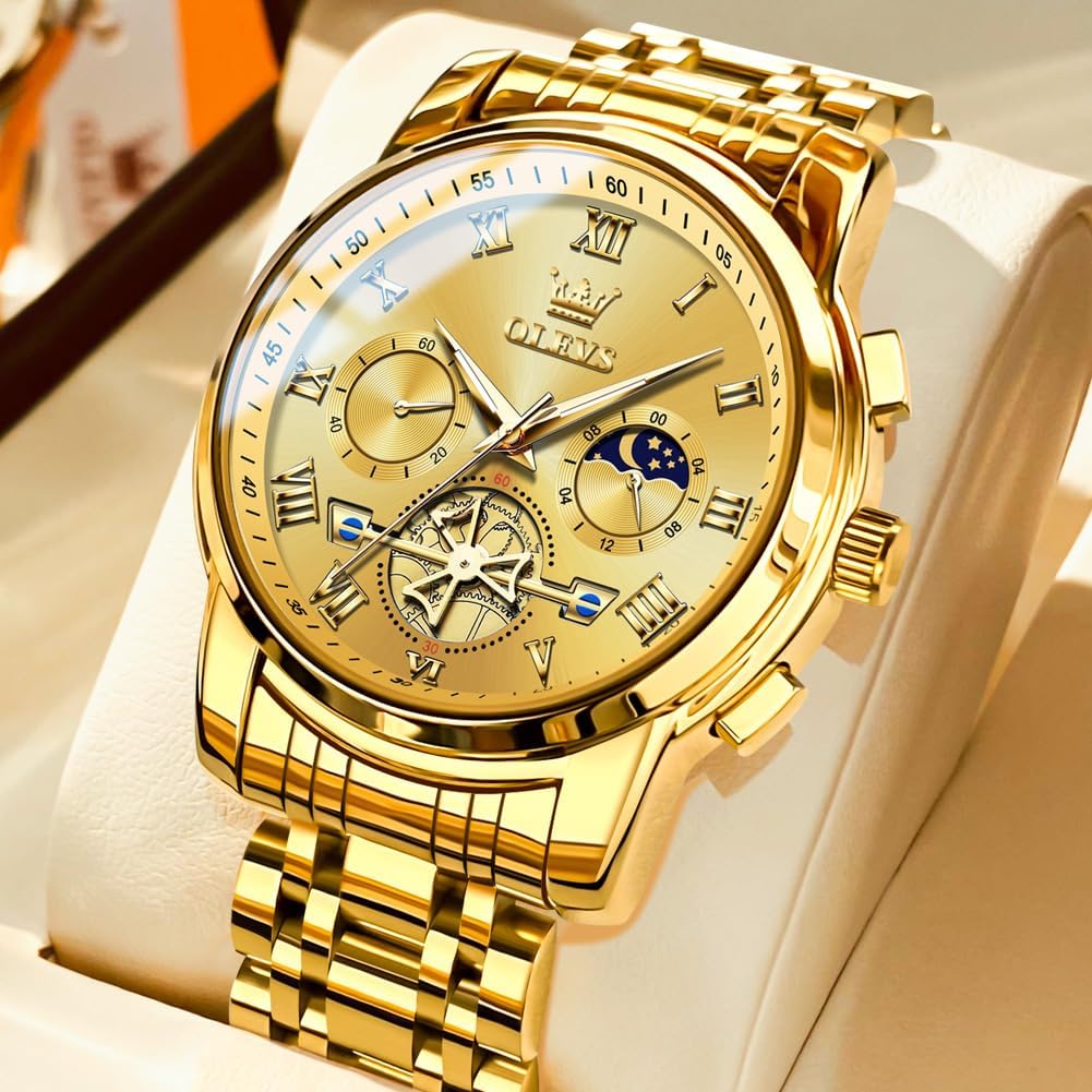 HOTOLEVS Watches Men Waterproof Luxury Big Face Mens Watch Stainless Steel Quartz Analog Dress Watches for Men Luminous Multifunction Man Watch Relojes De Hombre