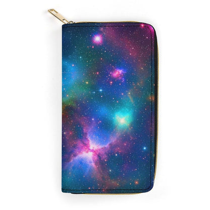 HOTUnisex Large Capacity Leather Wallet Purple Sky Palm Trees, Secure Lightweight Printed Design, Portable Purse for Daily Use & Outdoor Activities