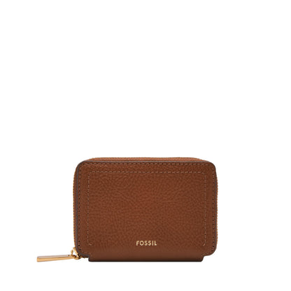 HOTFossil Women's Logan RFID-Blocking Leather Zip Around Card Case Wallet with Keychain