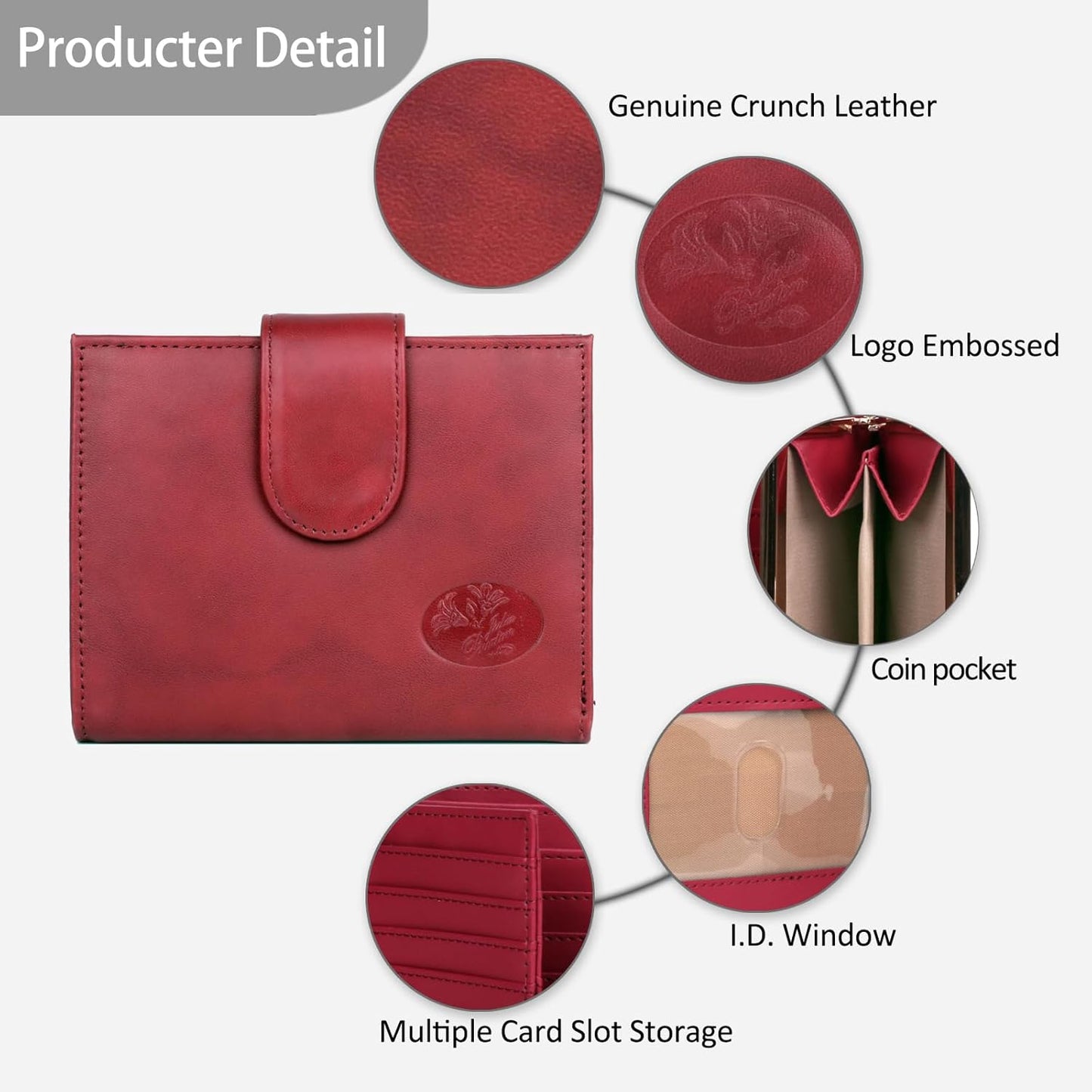HOTJulia Buxton Heiress Women Genuine Leather RFID Wallet Red