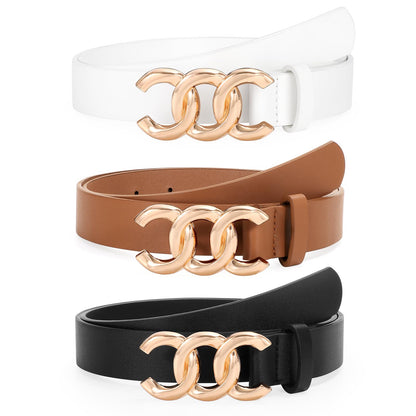 HOTTRIWORKS 3 Pack Women's Belts for Jeans Pants Fashion Waist Belts for Ladies Leather Belts