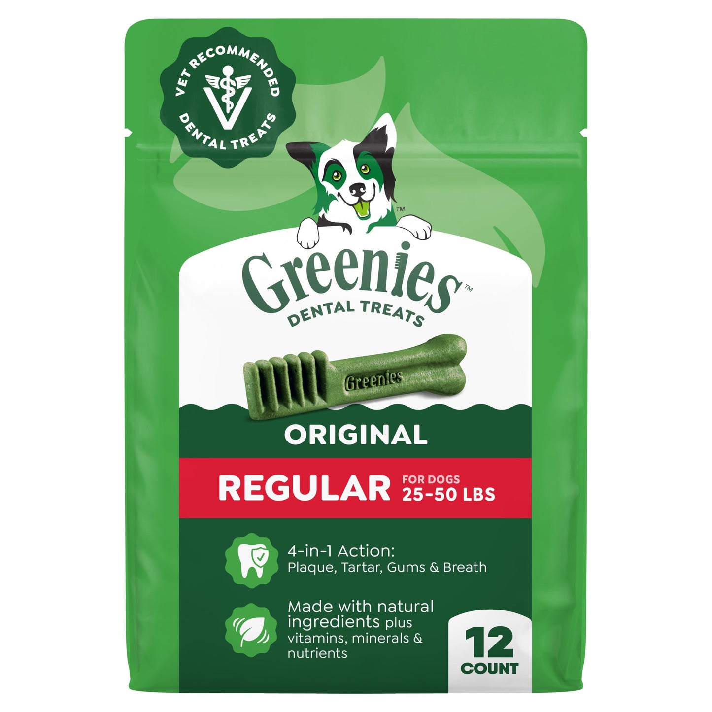 HOTGreenies Regular Dental Dog Treats, Original Chicken Flavor, 36 Count | Clinically-proven, veterinarian-recommended, 47% less tartar & 40% less plaque in 28 days, for dogs 25-50 lbs, 36 oz. Pack