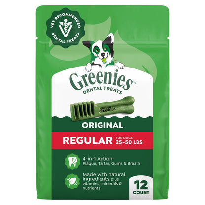 HOTGreenies Regular Dental Dog Treats, Original Chicken Flavor, 36 Count | Clinically-proven, veterinarian-recommended, 47% less tartar & 40% less plaque in 28 days, for dogs 25-50 lbs, 36 oz. Pack