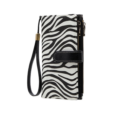 HOTRFID Blocking PU Leather Wallet for Women - Slim Bifold with 16 Card Slots & Zipper Pocket, Compact Designer Purse with Smooth Double Zipper Design