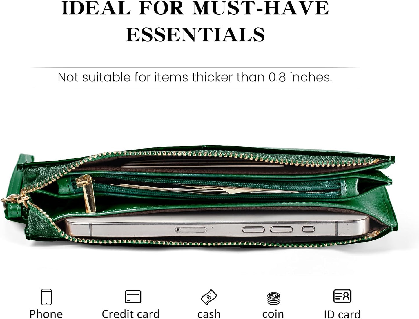 HOTbefen Genuine Leather Wristlet Clutch for Women Ultra-Slim Ladies Credit Card Holder Wallet Purses with RFID Protection