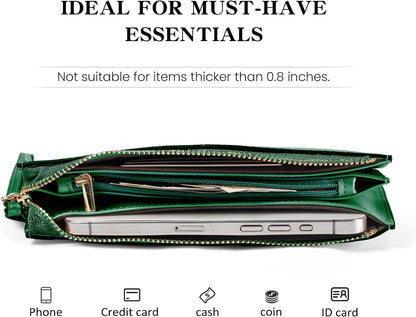 HOTbefen Genuine Leather Wristlet Clutch for Women Ultra-Slim Ladies Credit Card Holder Wallet Purses with RFID Protection