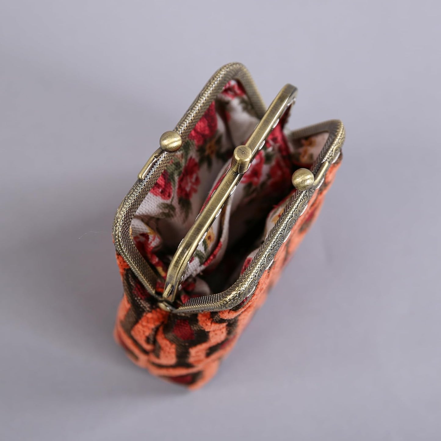 HOTCarpet Bag Double Kiss Clasp Coin Purse Pouch,Vintage Change Wallet Card Holder