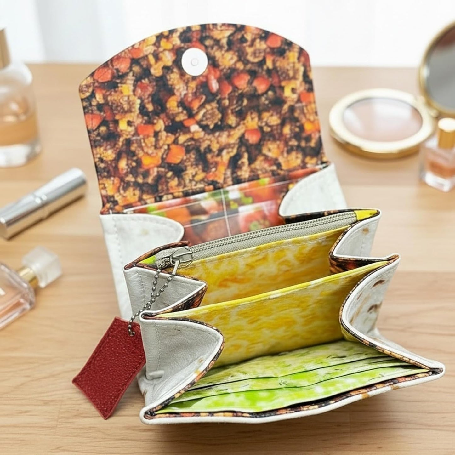 HOTThe Burrito Wallet with Foil Bag, Giant Tortilla Leather Purse, Slim Stylish Travel Card Holder Organizer with Zipper Pocket, Novelty Storage Wrap (2pcs)