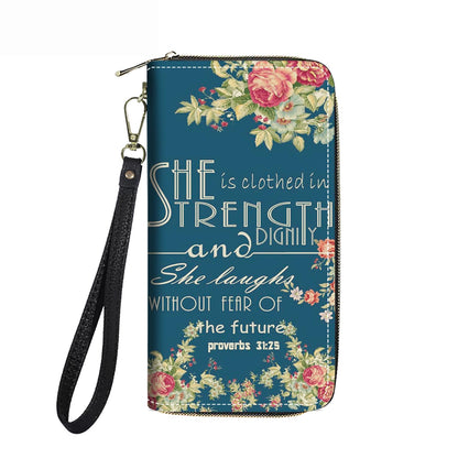 HOTWomen's Large Capacity Wallet PU Leather Double Zipper Clutch Purse Multifunctional Wallet with Removable Wristlet Strap for Smart Phone/Coin/Card/Cash, Flower Butterfly