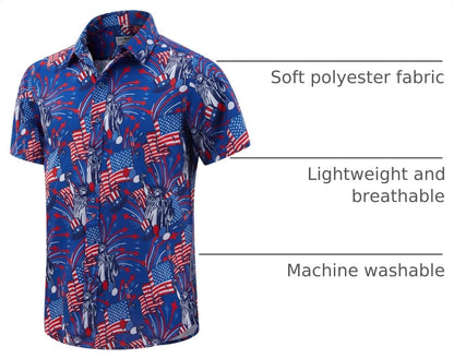 HOTENVMENST Hawaiian Shirt for Men Short Sleeve Beach Printed Summer Button Down Aloha Shirt