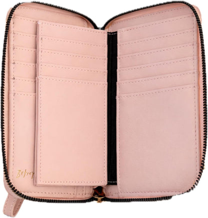 HOTBetsey Johnson Women’s Zip Around Wallet with Quilted Heart Design & Wristlet Strap (Pink)