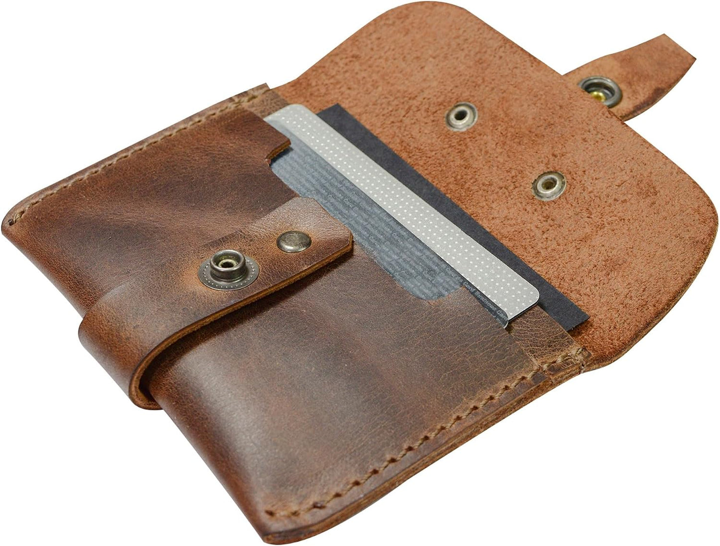 HOTHide & Drink, Leather Card Holder - Minimalist Front Pocket Wallet, Handmade :: Bourbon Brown