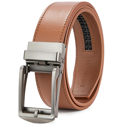 HOTBOSTANTEN Mens Belt Leather Ratchet 1 3/8'' Belt For Men Gift Dress and Casual with Adjustable Buckle, Trim to Fit