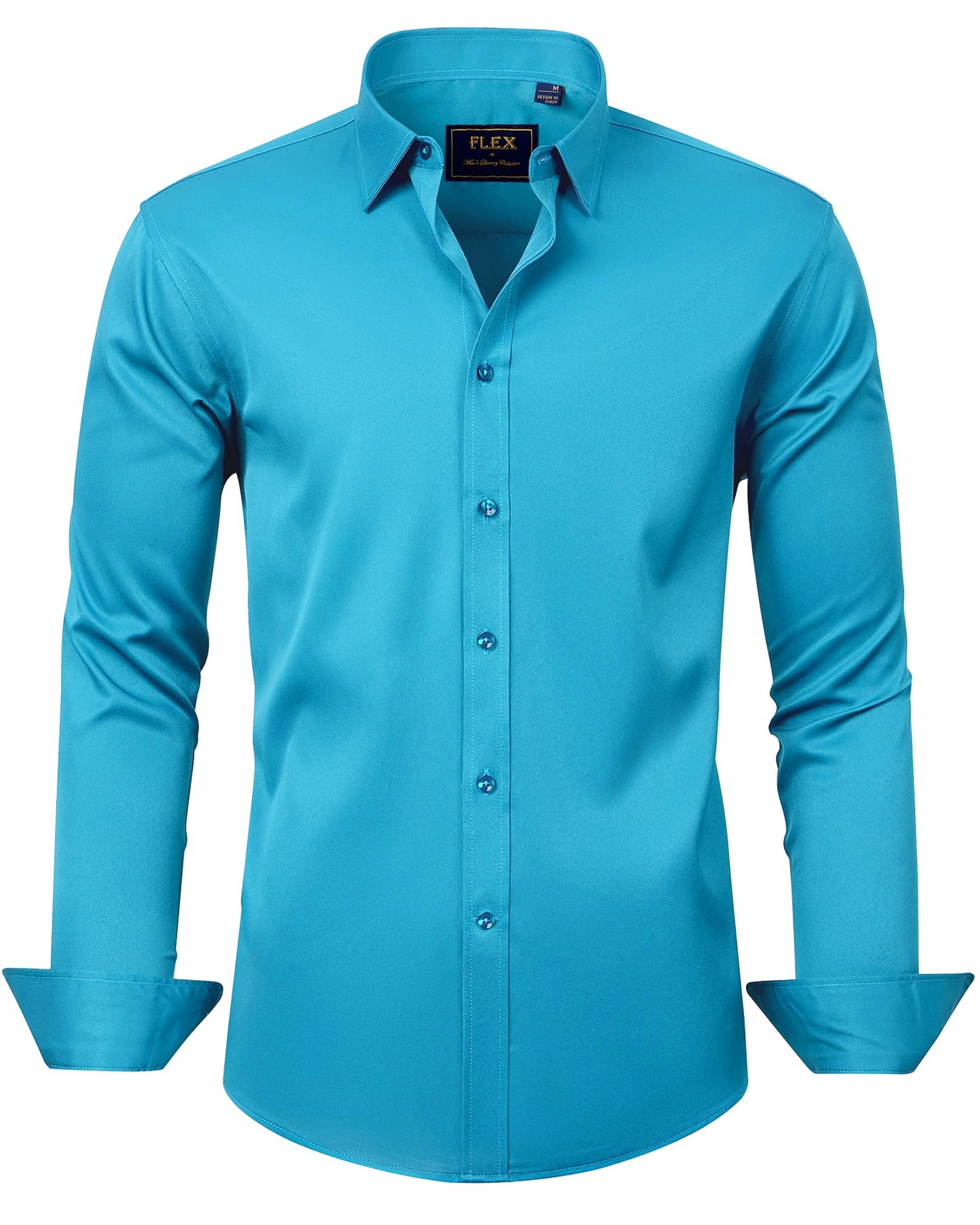 HOTJ.VER Men's Dress Shirts Solid Long Sleeve Stretch Wrinkle-Free Formal Shirt Business Casual Button Down Shirts