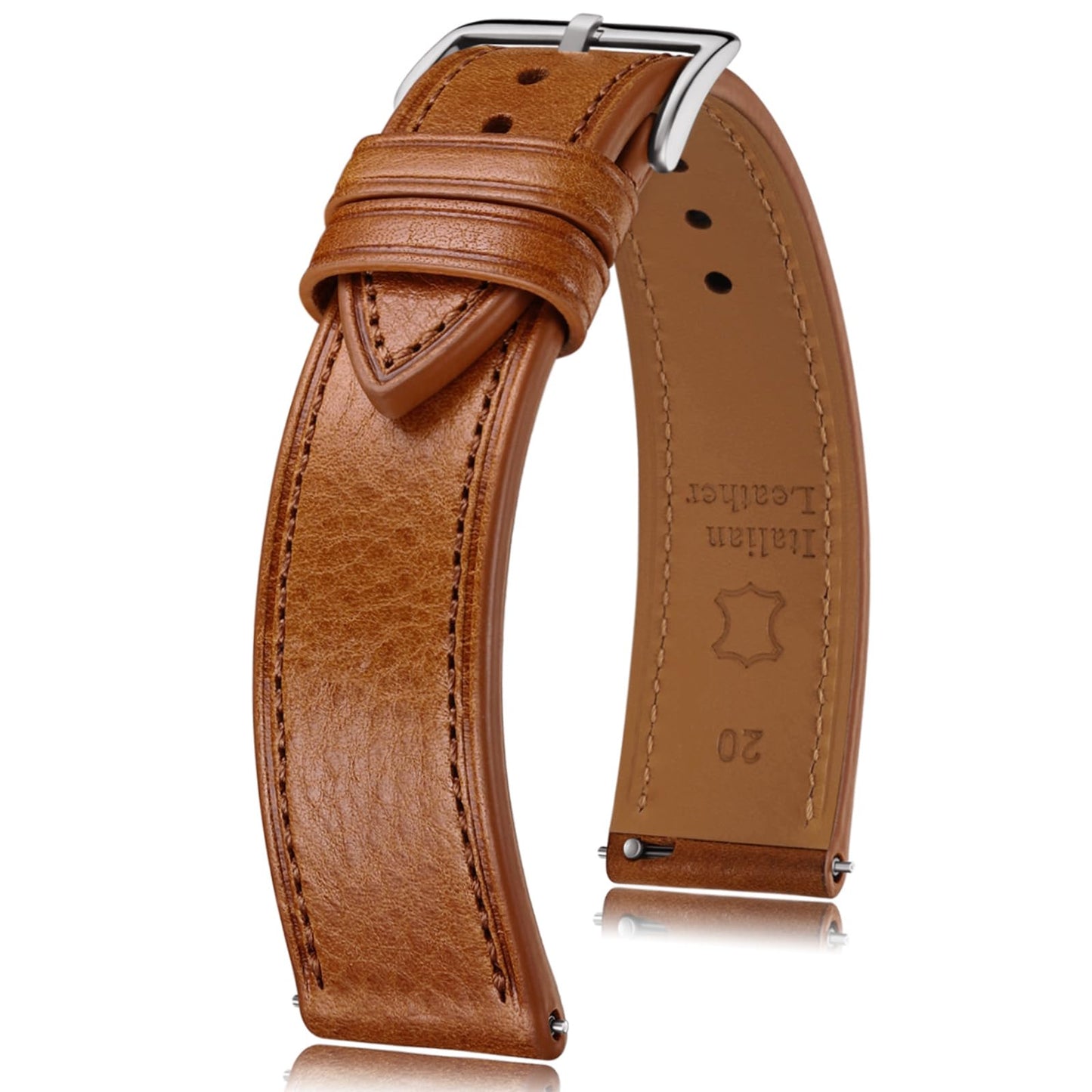 HOTGetalia Italian leather Watch Band Tuscany Natural Vegetable-Tanned Full Grain Genuine Leather,18mm 19mm 20mm 21mm 22mm Quick Release Replacement Watch Straps for Men and Women Thin and Soft