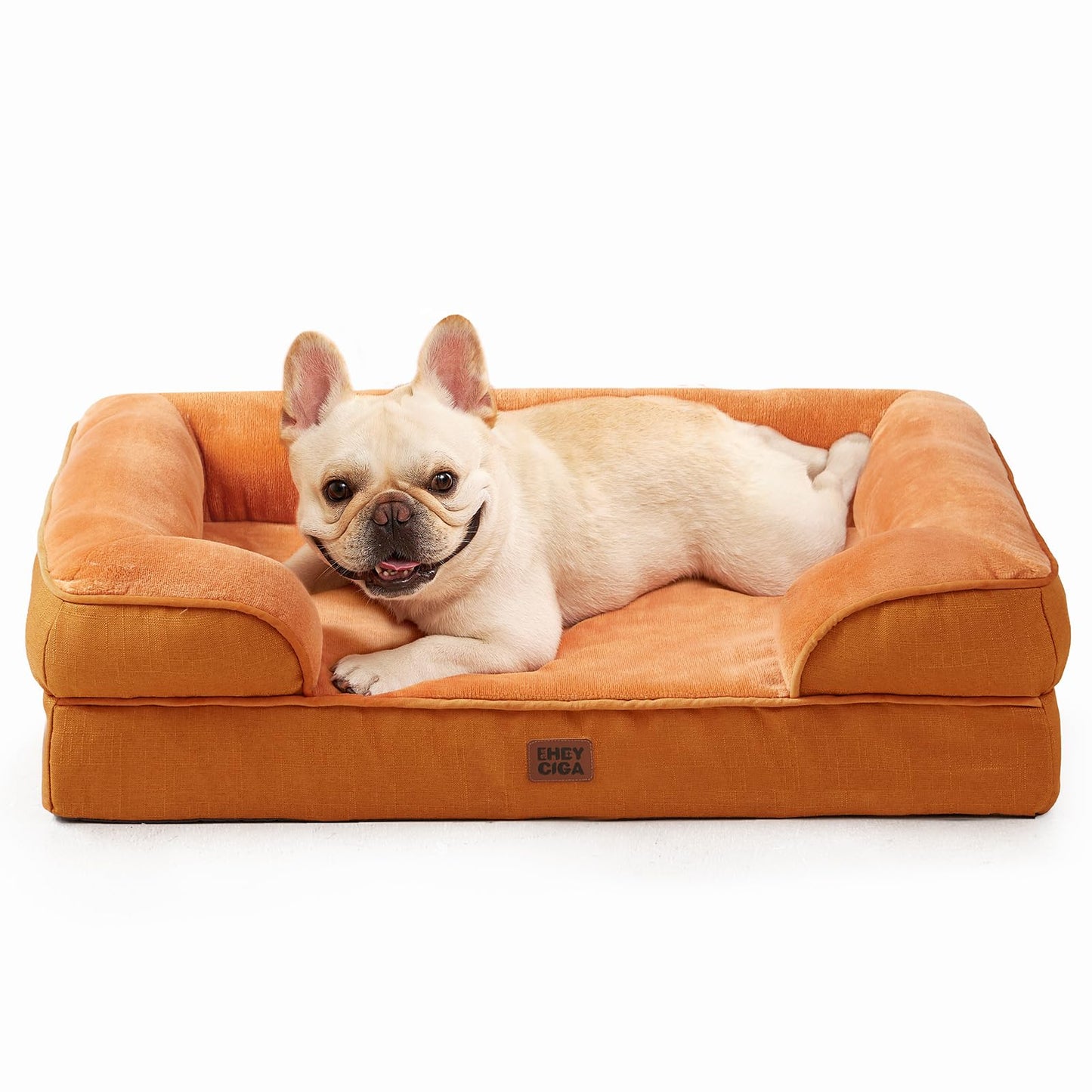 HOTEHEYCIGA Orthopedic Dog Beds for Extra Large Dogs 44x32Inch, Polyurethane Foam XL Pet Bed with Sides, Non-Slip and Egg-Crate Foam Big Dog Couch Bed with Washable Removable Cover, Grey
