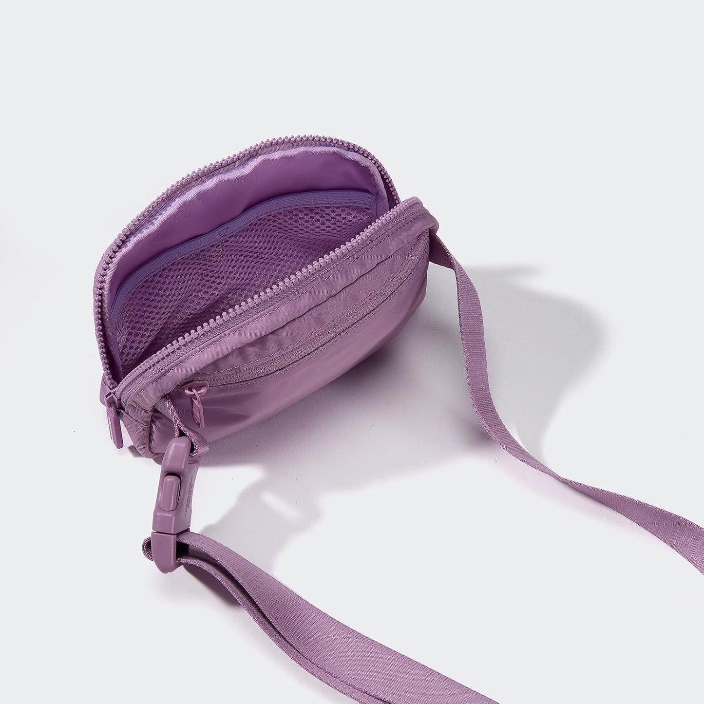 HOTPander Two Way Zipper Fanny Pack Nylon Everywhere Belt Bag for Women, Water Repellent Waist Packs, Crossbody Bags with Adjustable Strap (Light Purple).