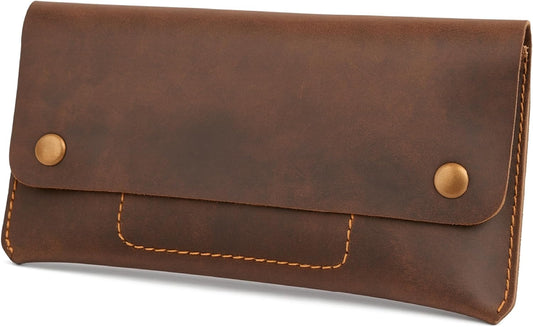 HOTLeather Money Bag Currency Organiser Pouch, Dollar Bills Holder, Bills Organizer with Mobile Pocket, Money Envelope For Men and Women (Brown)