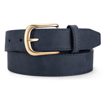 HOTJASGOOD Women Leather Belt with Gold Buckle Vintage Elegant Casual Waist Belt for Jeans Pants