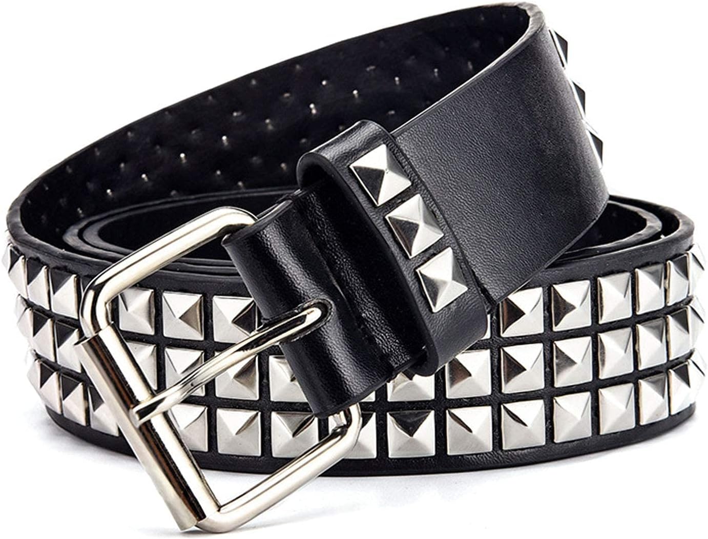 HOTStudded Belt, Metal Punk Rock Rivet Belt with Bright Pyramid Studded for Women Men