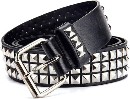 HOTStudded Belt, Metal Punk Rock Rivet Belt with Bright Pyramid Studded for Women Men